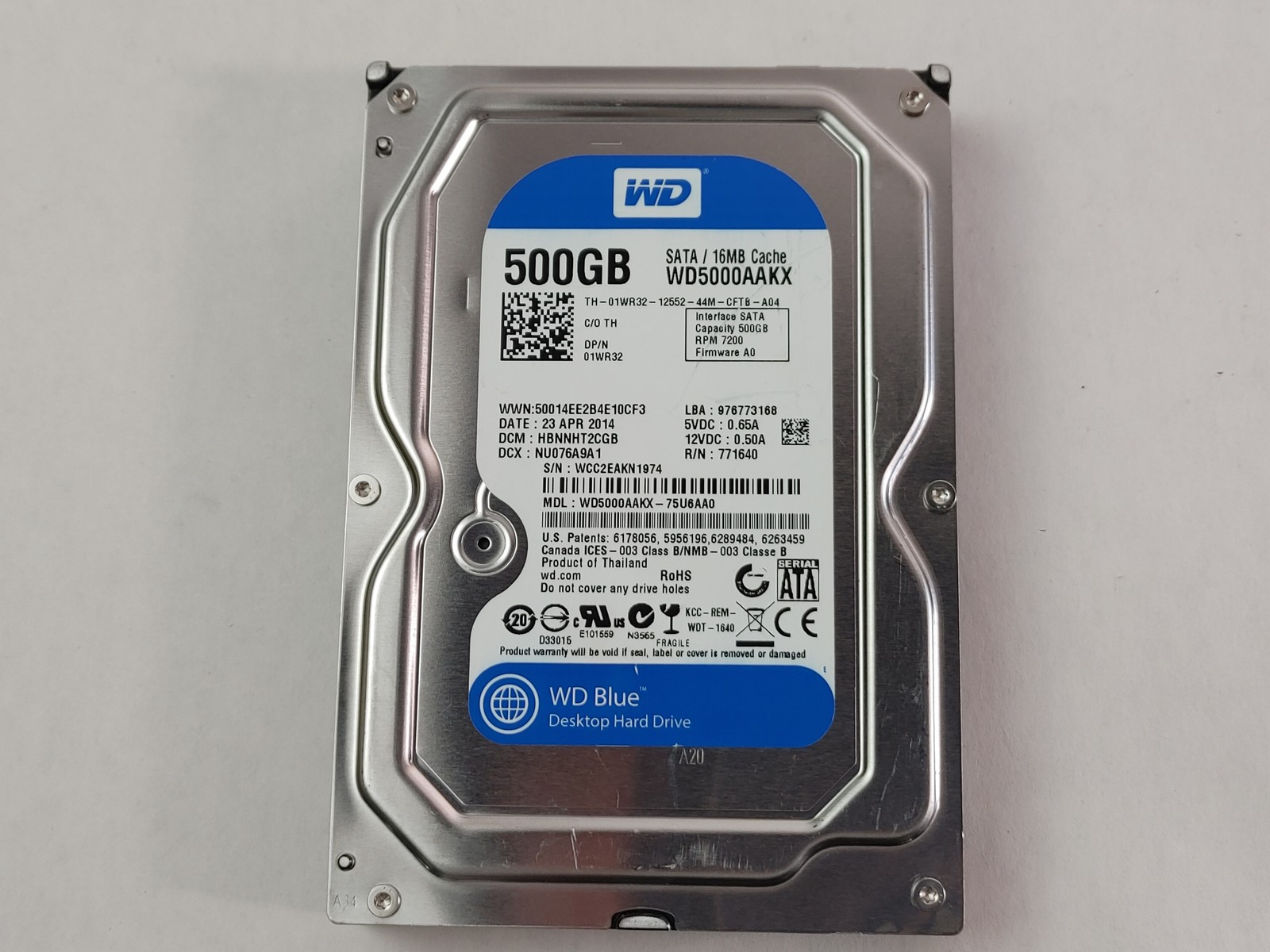 Western Digital WD Blue WD5000AAKX 500 GB SATA III 3.5 in Hard Drive