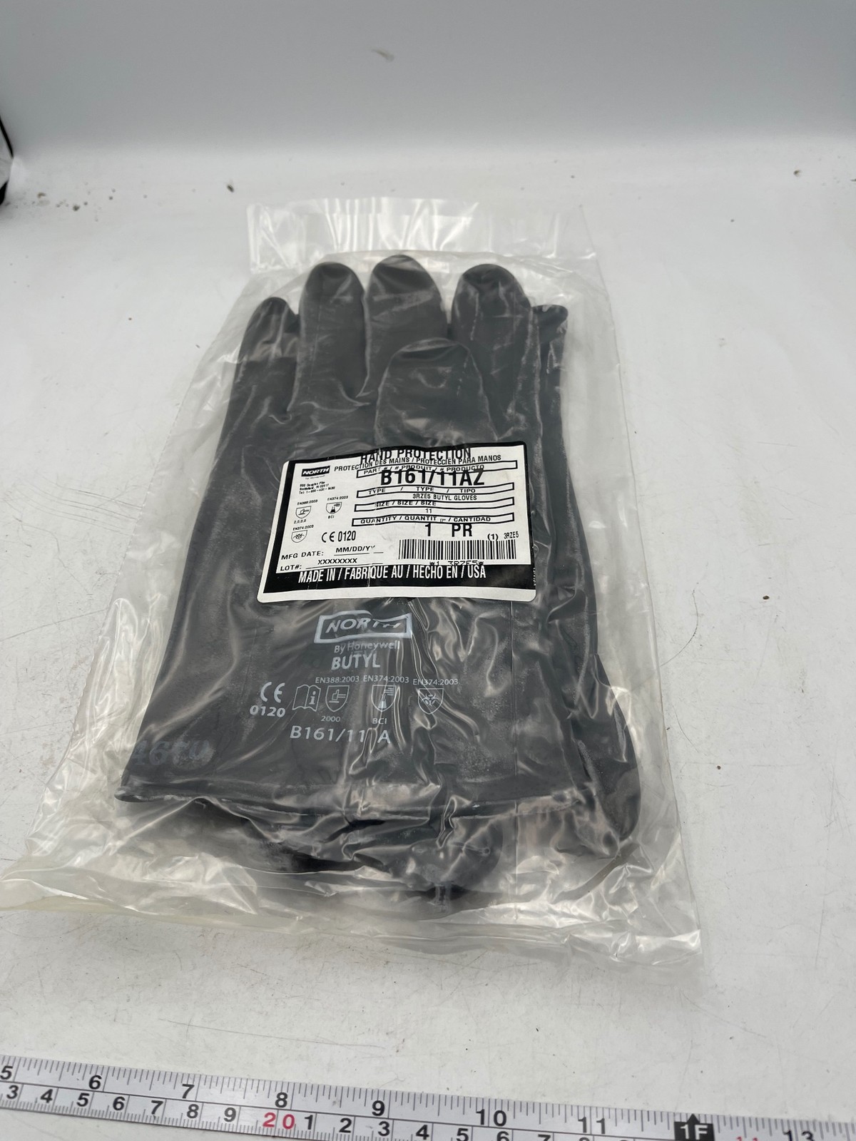 North by Honeywell B161/11A Butyl Gloves Size 11 Work Chemical Resistant-1 Pair