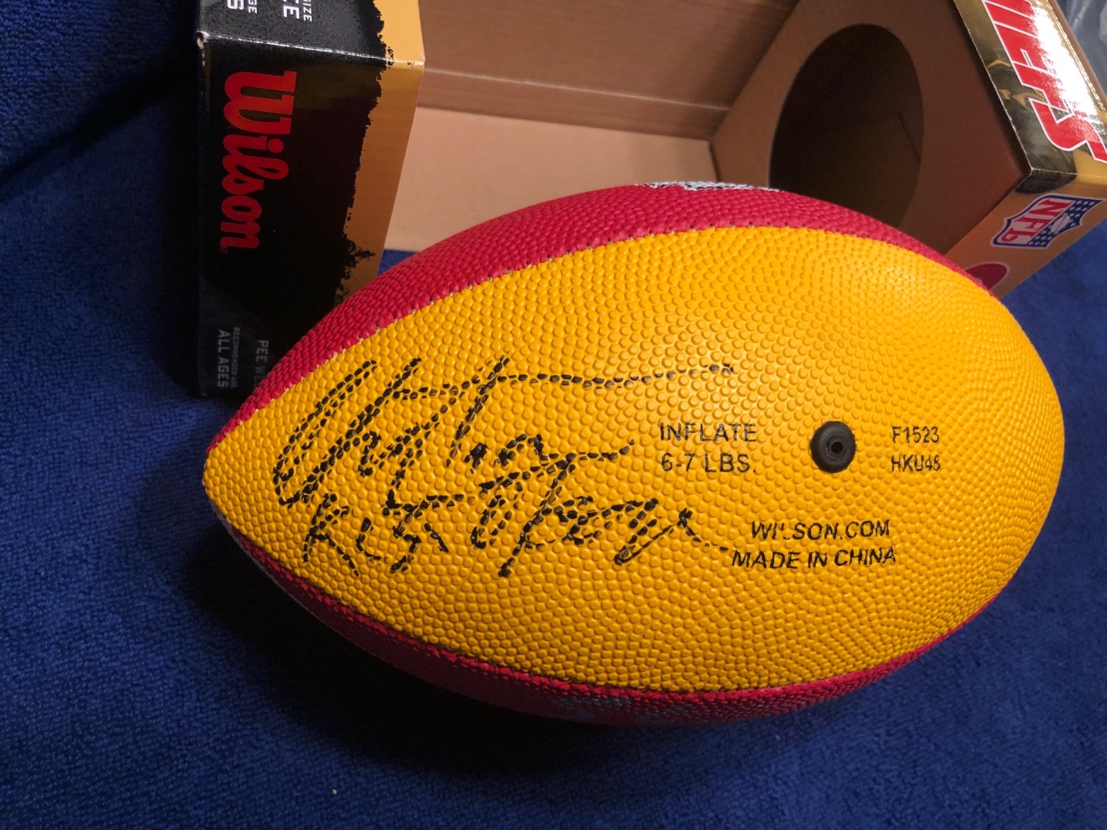 Christian Okoye & Steve DeBerg Signed KC Chiefs Team Colors Mini Football Christian Okoye & Steve DeBerg Signed KC Chiefs Team Colors Mini Football