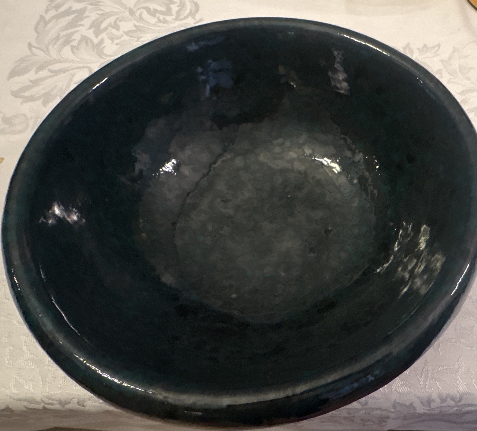 Bennington Vermont 1915L Ceramic Bowl Glossy Green/Black Round Printed Backstamp Bennington Vermont 1915L Ceramic Bowl Glossy Green/Black Round Printed Backstamp