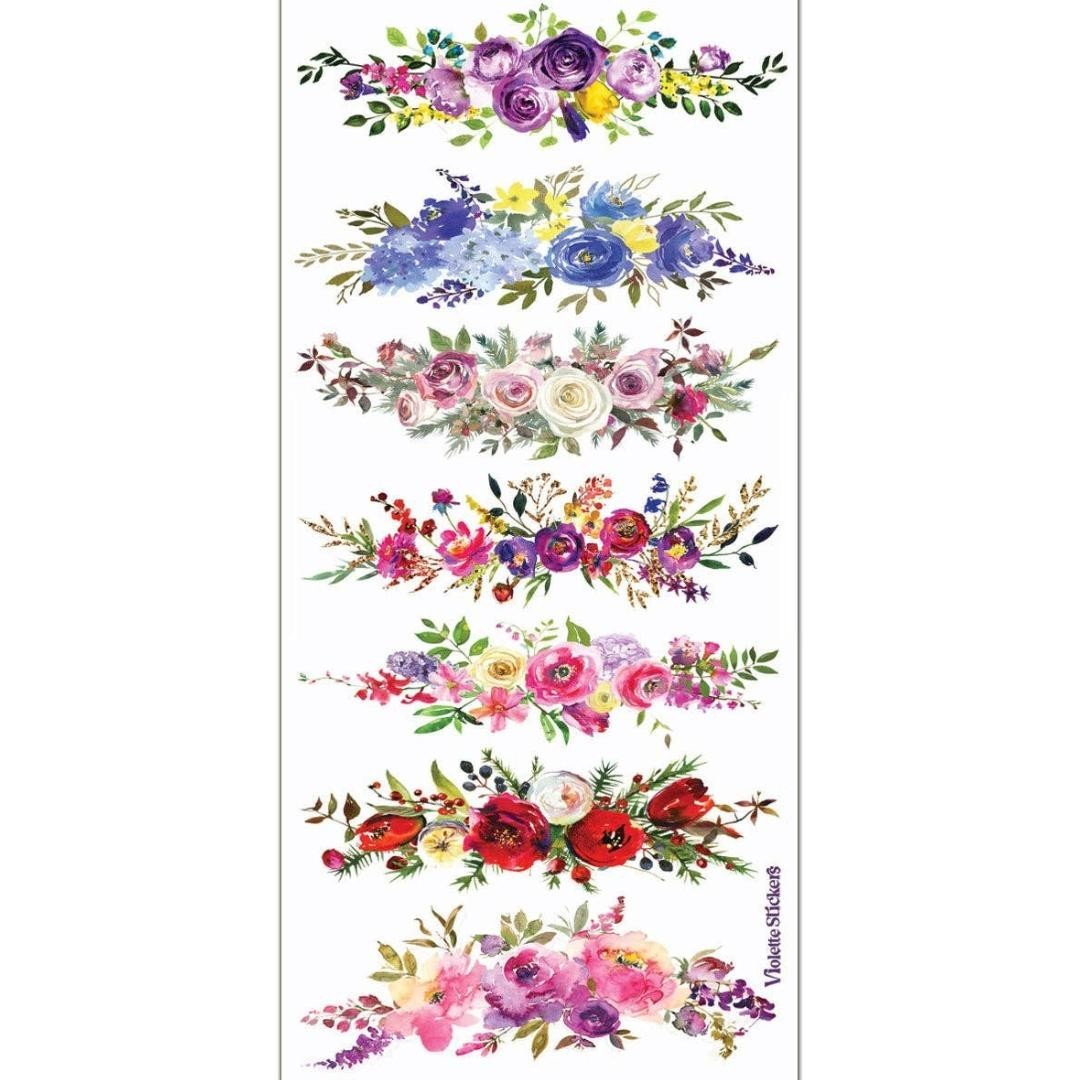 Violette Stickers Floral Spreads Sticker Sheet Botanical Flower Scrapbook Craft
