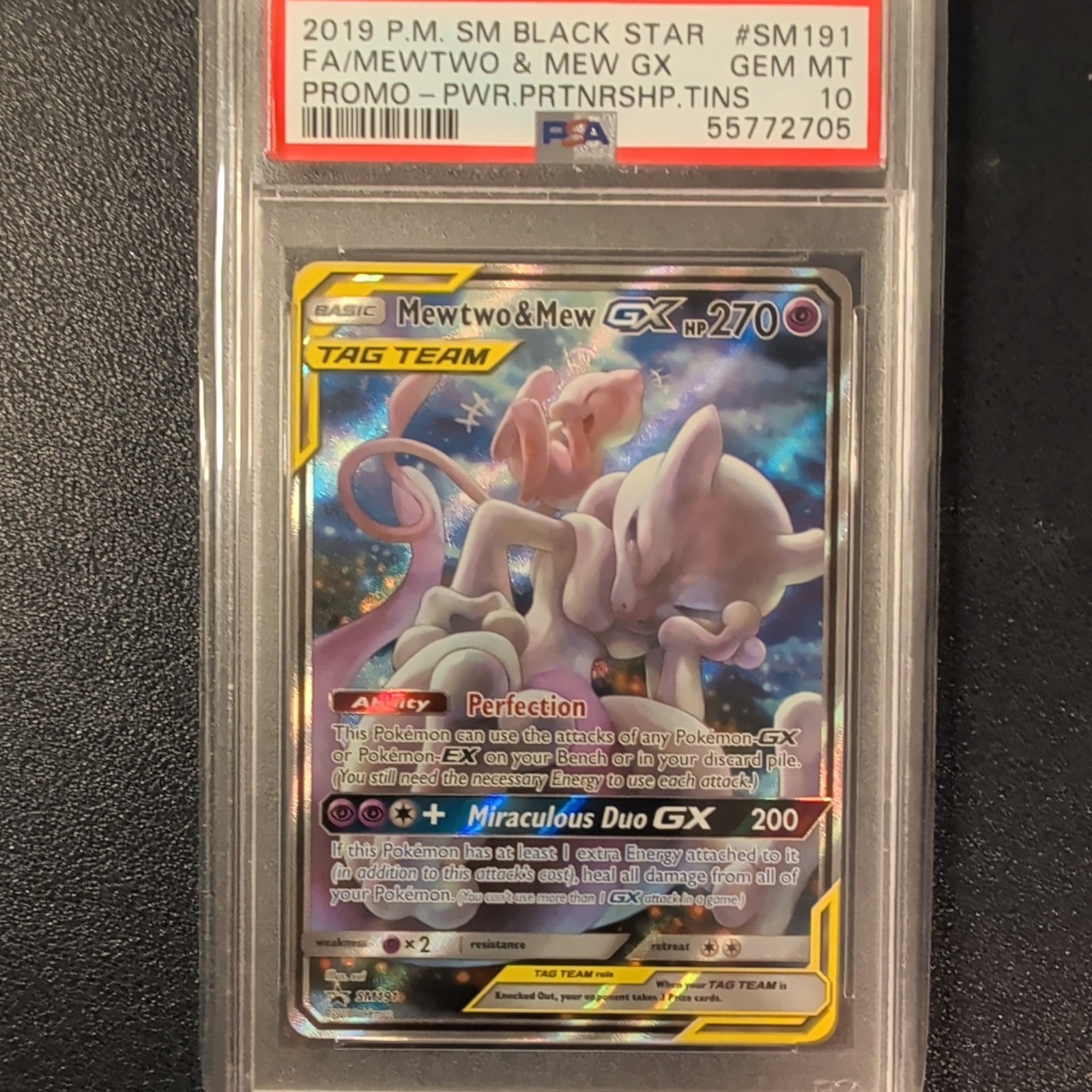 Pokémon 2019 Mewtwo & Mew GX SM191 Black Star Promo TAG TEAM PSA 10 Pokémon 2019 Mewtwo & Mew GX SM191 Black Star Promo TAG TEAM PSA 10