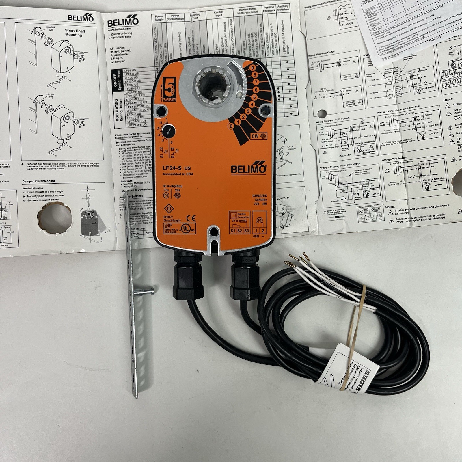 BELIMO LF24-S US SPRING RETURN ACTUATOR BRAND NEW 24 -VAC/DC 7VA. 5W BELIMO LF24-S US SPRING RETURN ACTUATOR BRAND NEW 24 -VAC/DC 7VA. 5W