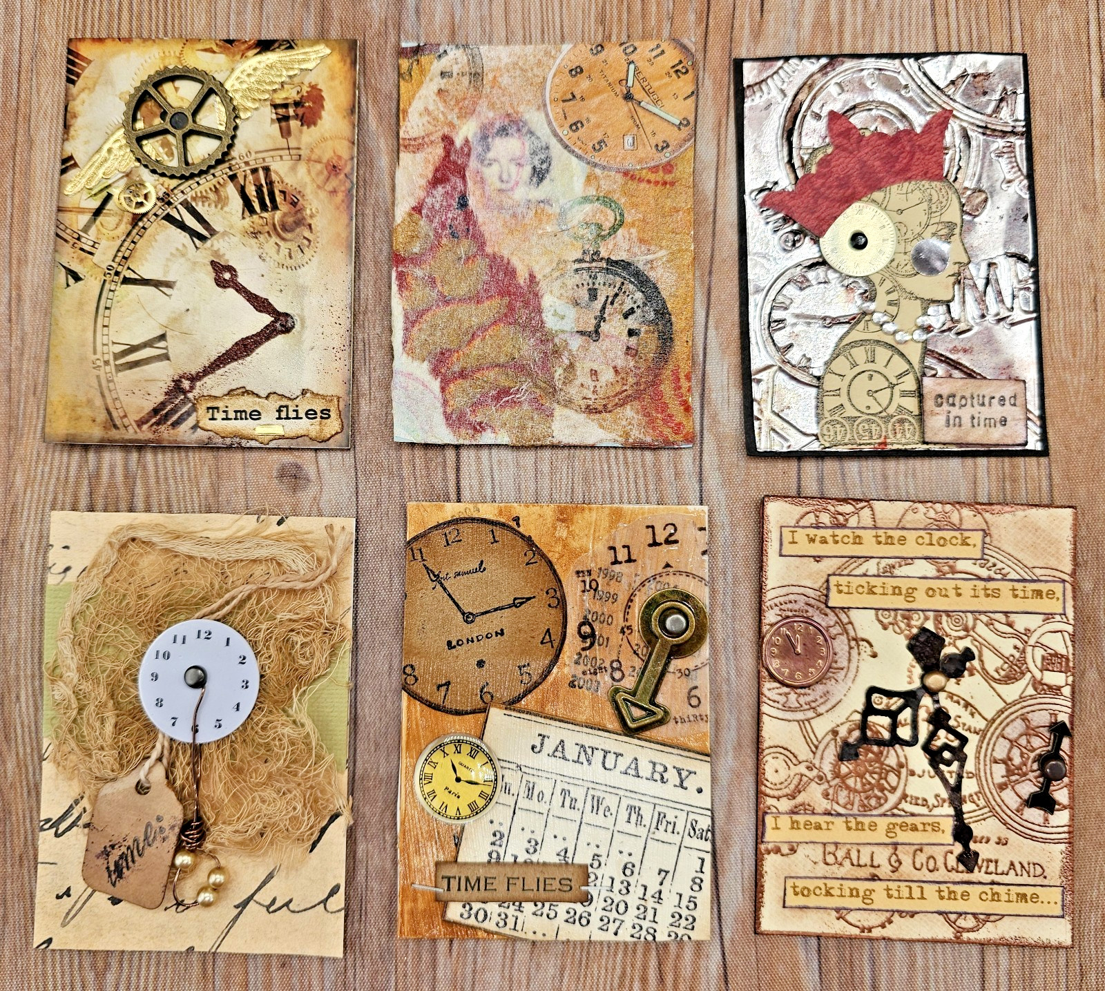 Mixed Media Collage Art Cards ACEO Lot of Six Cards Different Artist Collection