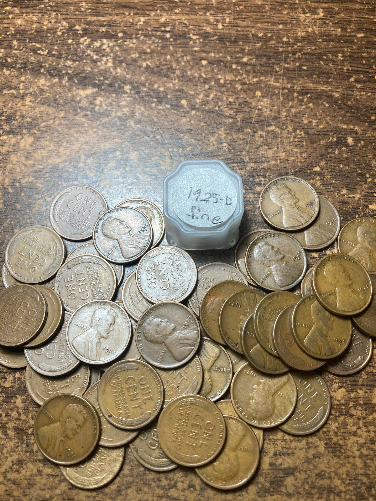 1925-D LINCOLN WHEAT CENT PENNY ROLL HIGH GRADE, all coins \