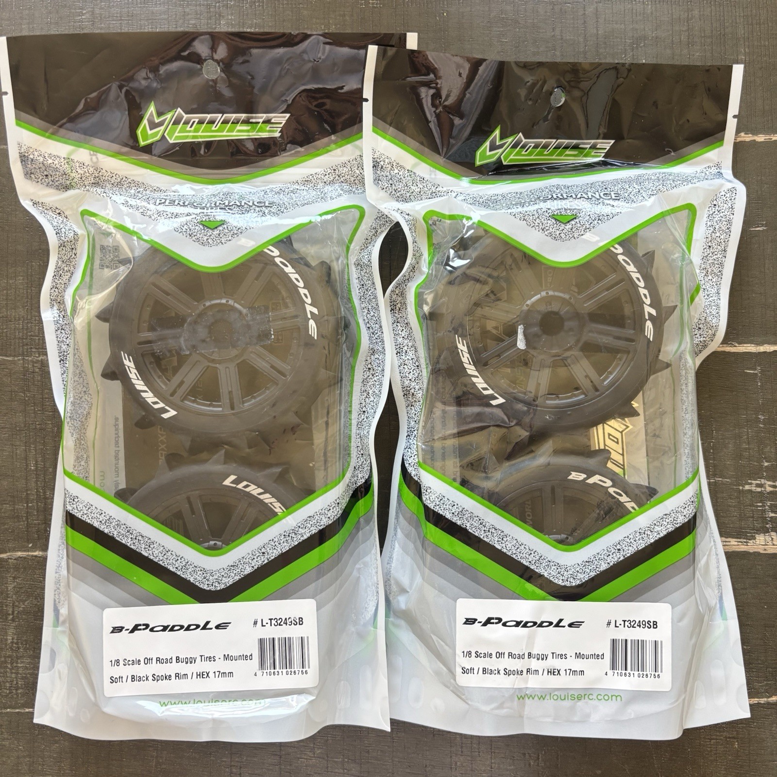 Louise RC LT3249SB B-Paddle 1/8 Off-Road Buggy Tires 17mm Hex Mounted - Set Of 4