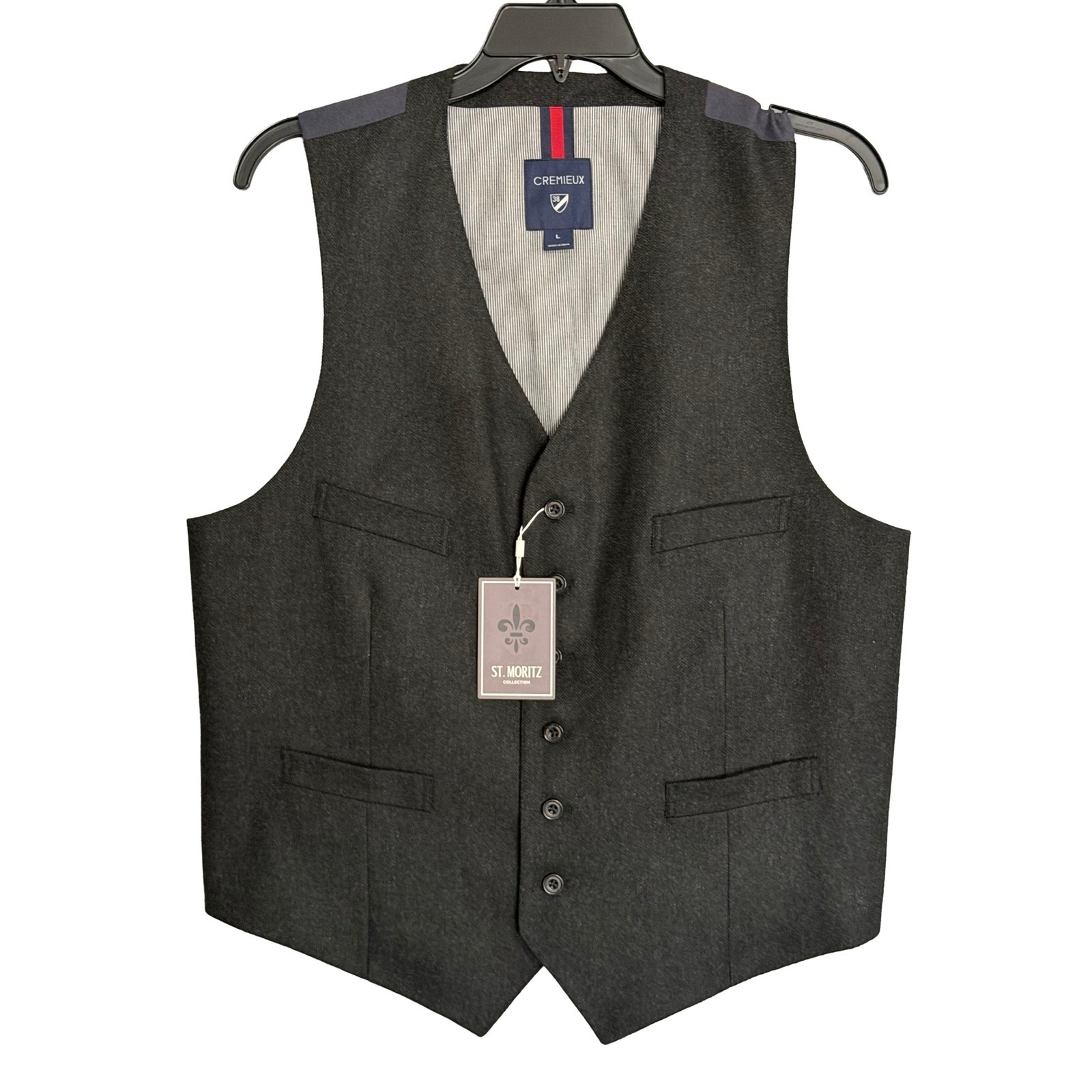 Daniel Cremieux Herringbone Vest Men\'s Large St. Moritz Wool Blend Charcoal NWT