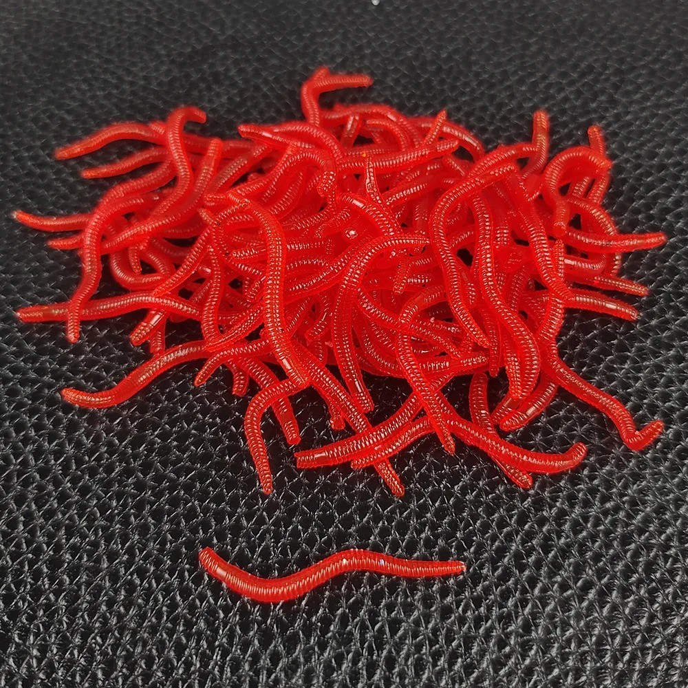100 pcs Fishing Lure Lifelike Red Worm US Stock Soft Earthworm Realistic