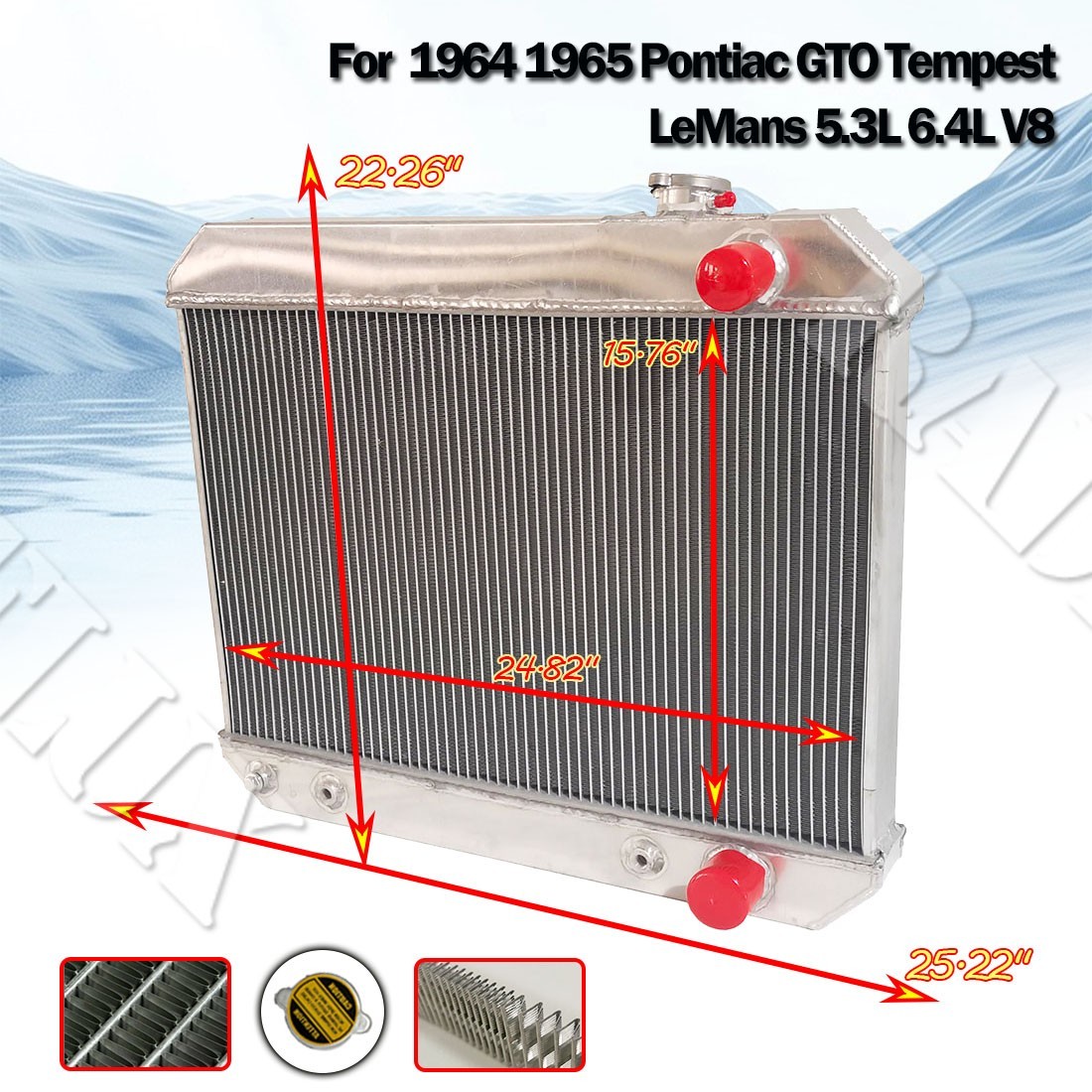 Radiator Fit Pontiac GTO/Tempest/Lemans V8 6.4L/5.3L 15