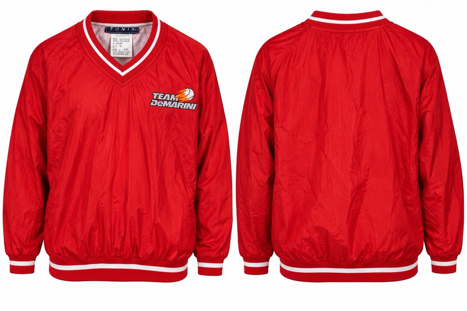 Vintage Team DeMarini Tonix XL Red Nylon Baseball Softball Pullover Jacket T#2