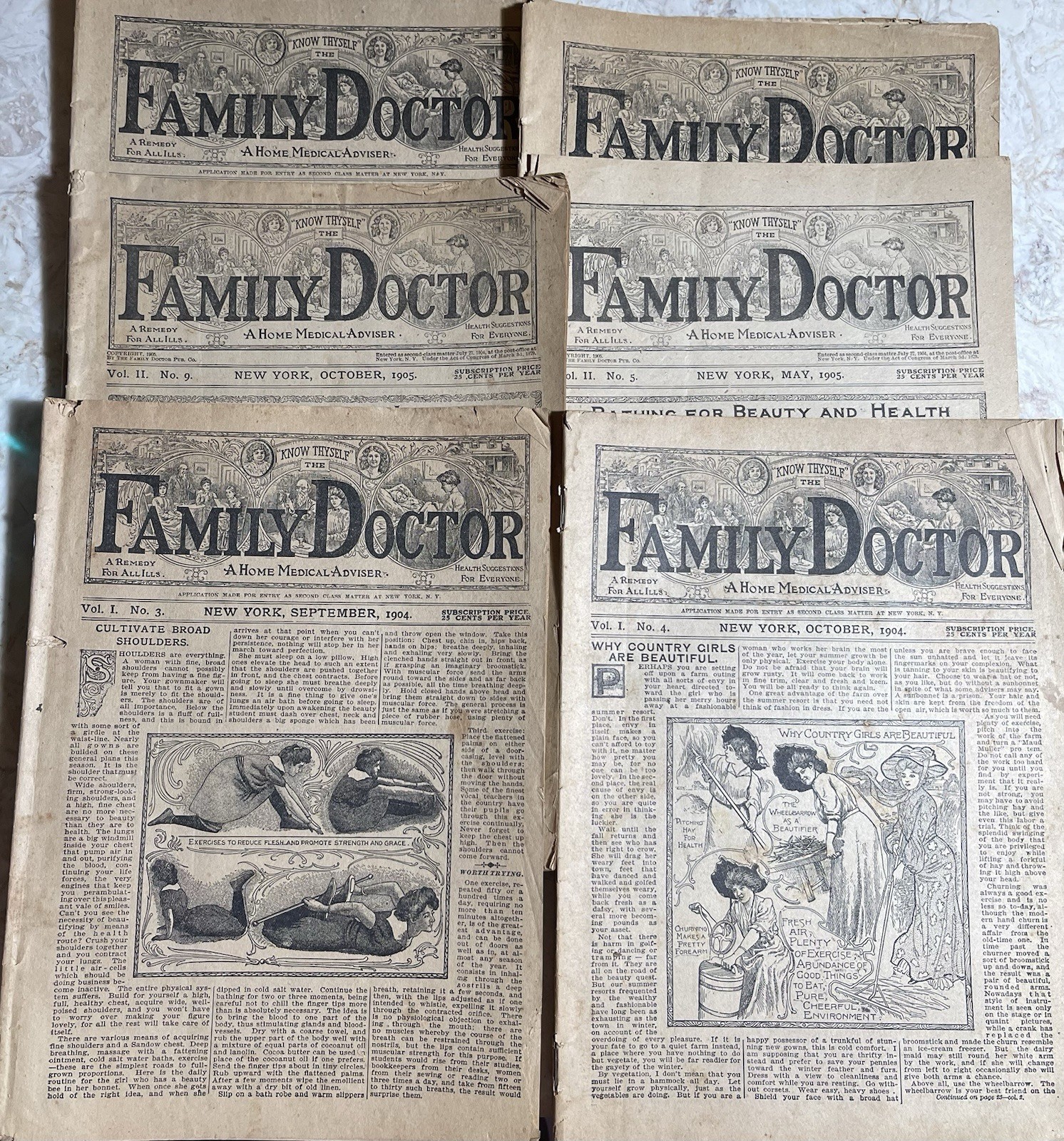 1904-1905 Family Doctor A Home Medical Adviser New York 6 Issues Beauty Health