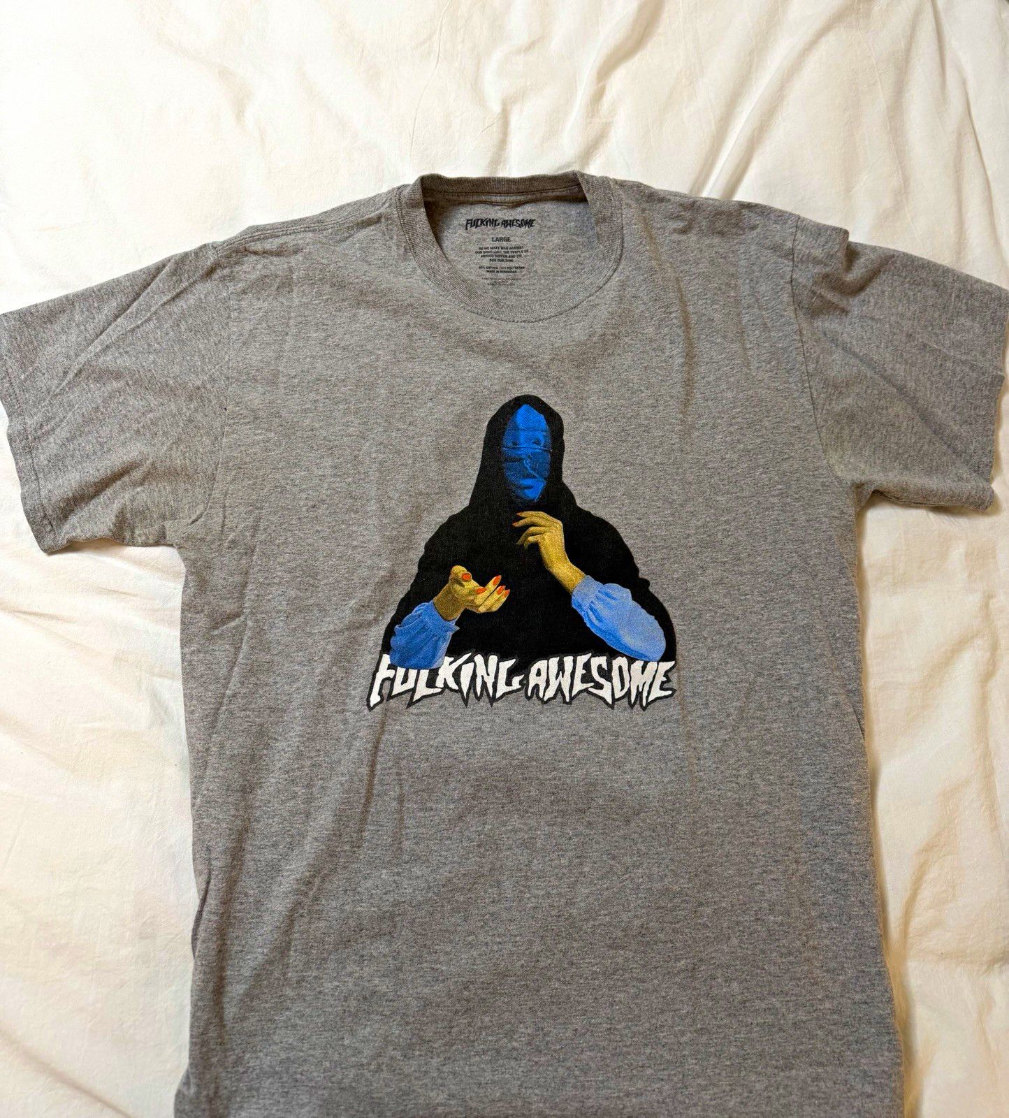 F*cking Awesome Mona Lisa Graphic Tee - Gray Men\'s L