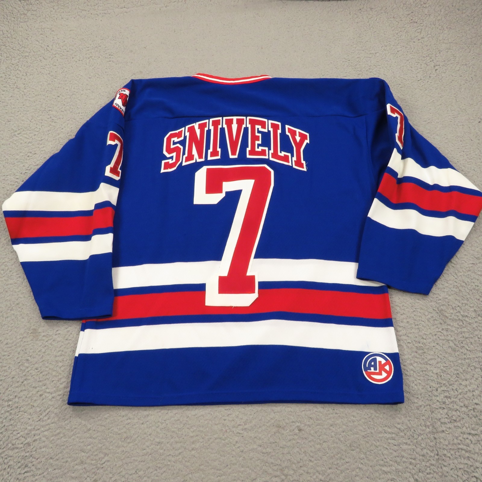 Joe Snively Reston Raiders Hockey Jersey Large Player Issue Sewn Authentic Blue Joe Snively Reston Raiders Hockey Jersey Large Player Issue Sewn Authentic Blue