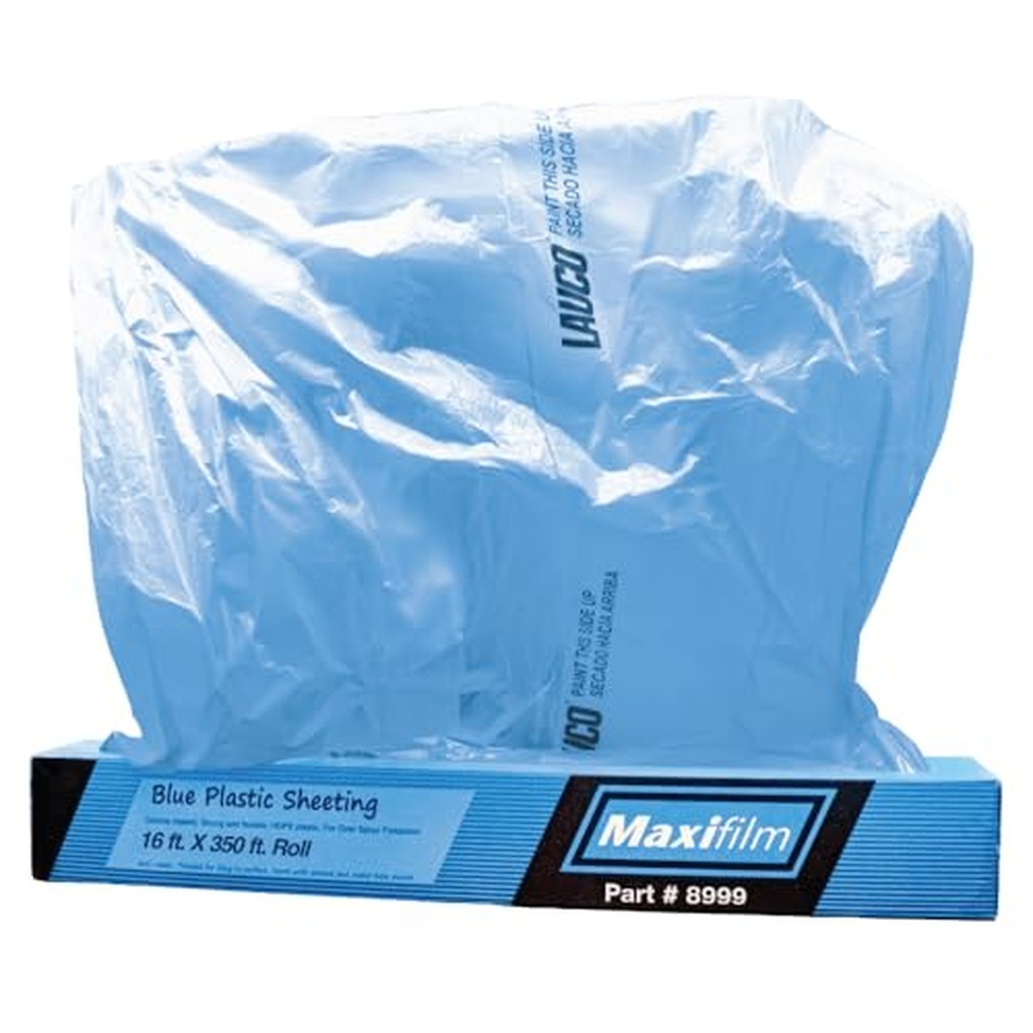 MAXIFILM 16ft x 350ft Roll of Blue Overspray Paintable Masking Plastic Sheeti...