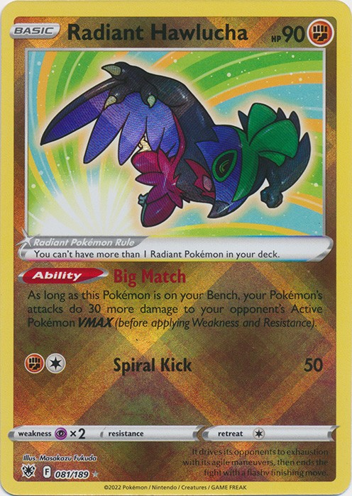Holo Radiant Hawlucha 081/189 Radiant Rare SWSH10: Astral Radiance Holo Radiant Hawlucha 081/189 Radiant Rare SWSH10: Astral Radiance