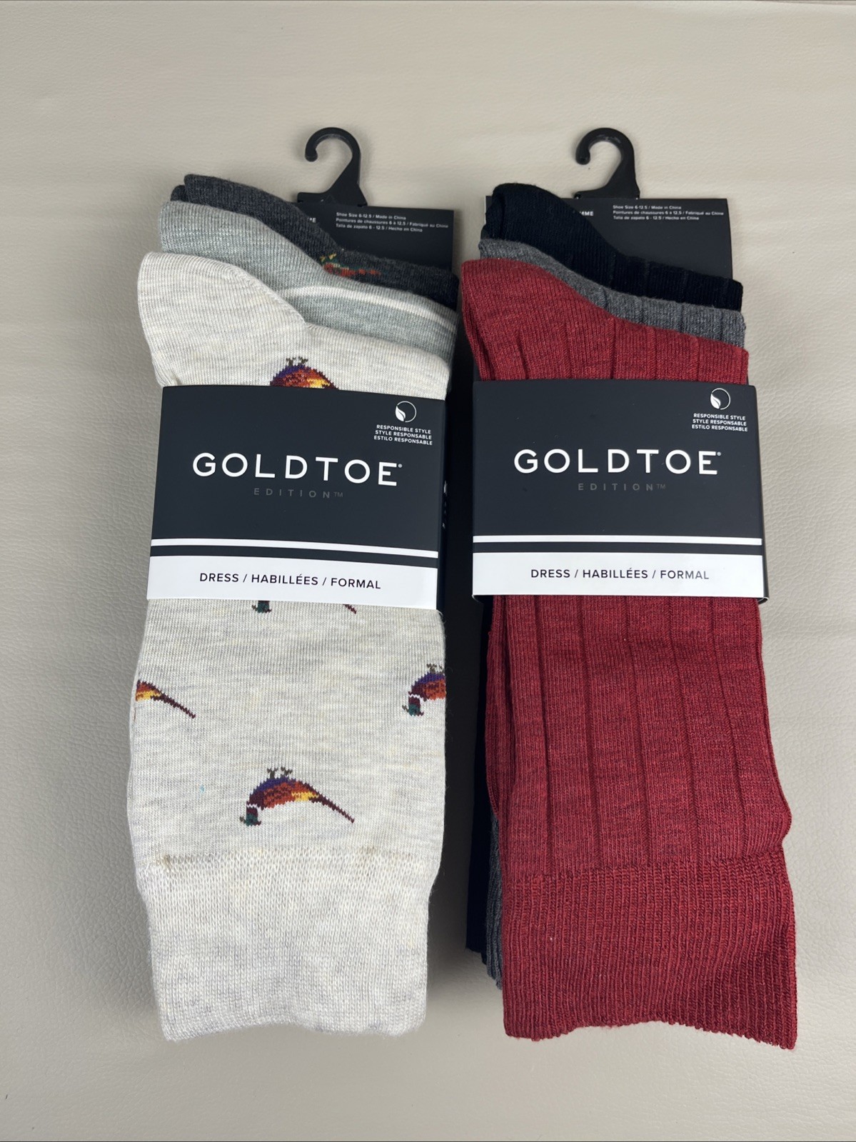 GOLDTOE EDITION Dress Socks Pheasants And 963 Lot Of 2 Packs SIZE 6-12.5