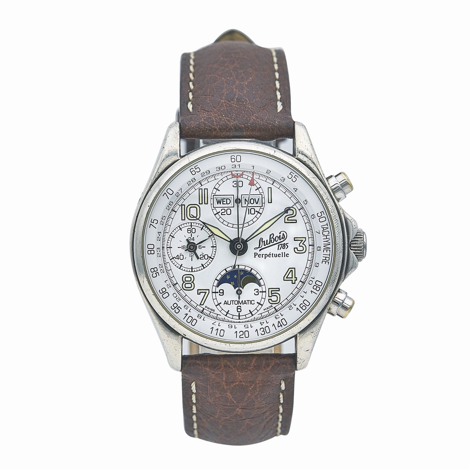 Philippe Du Bois & Fils Moonphase 1785 Perpetual Calendar Sterling Silver Watch Philippe Du Bois & Fils Moonphase 1785 Perpetual Calendar Sterling Silver Watch