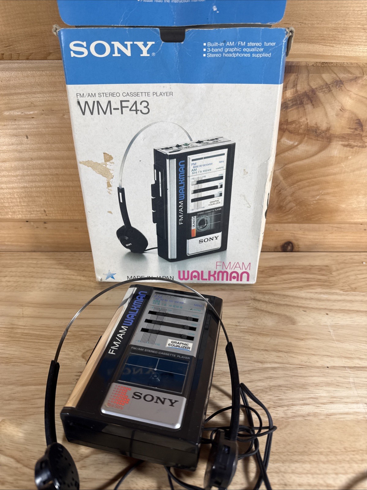 Vintage Sony Walkman WM-F43 AM/FM Radio Cassette Player Graphic Equalizer - Read
