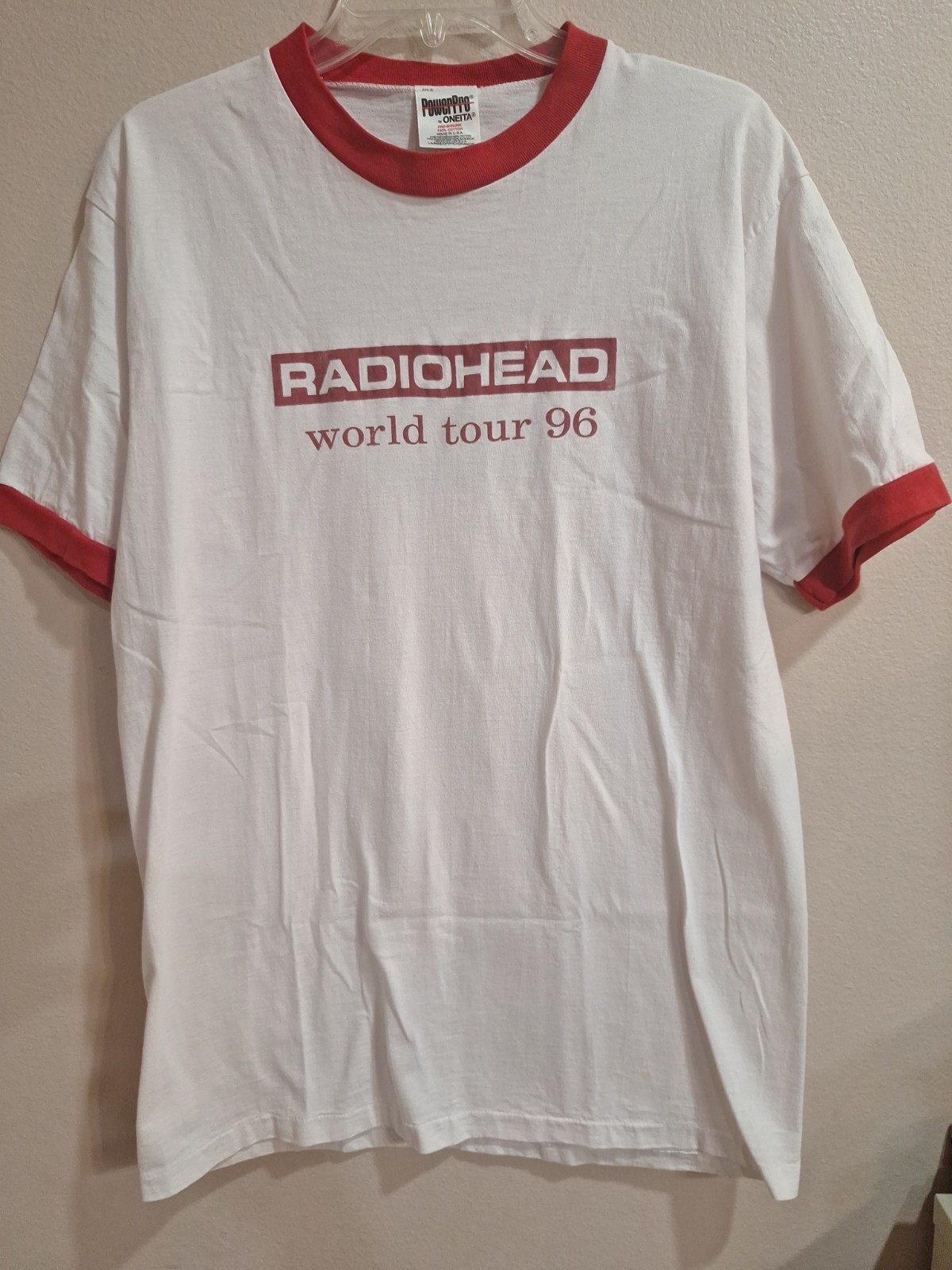 Vintage 1990s Radiohead Band Ringer T Shirt Large Grunge Rock-Z2
