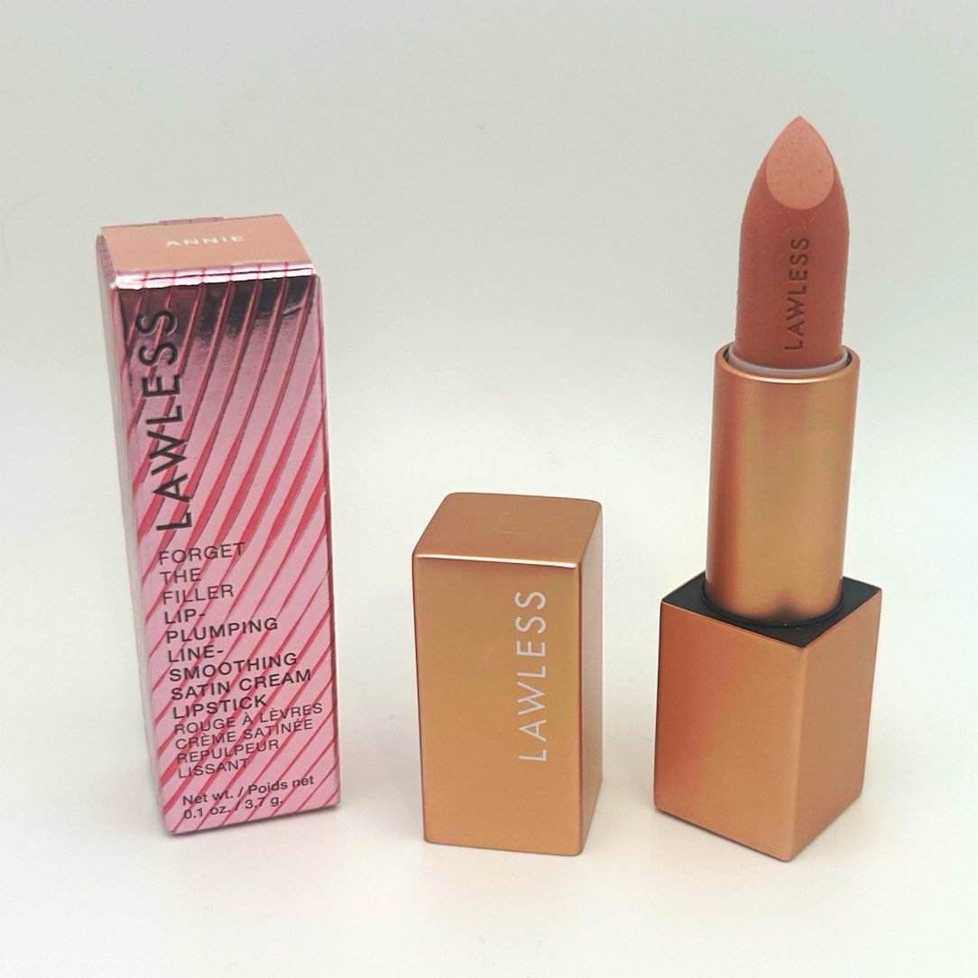 LAWLESS Forget The Filler Satin Cream Lipstick, Annie Shade, Plumping 0.1 oz