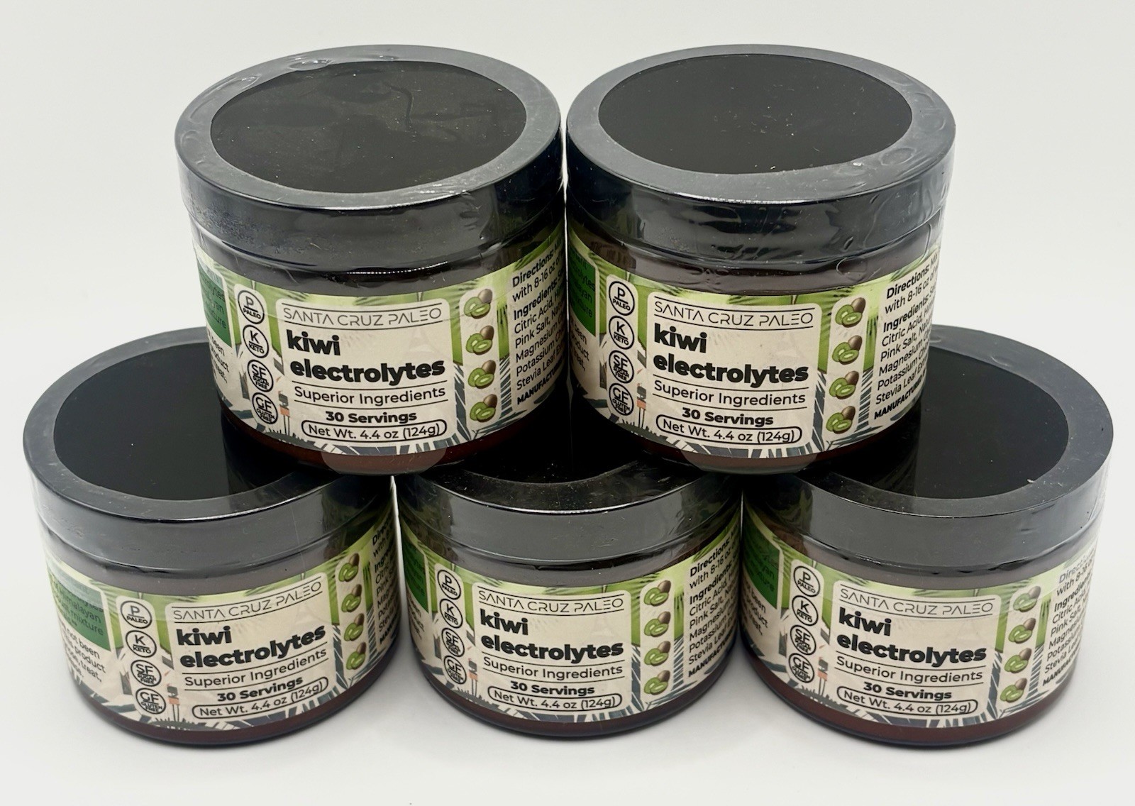 5 Pack Santa Cruz Paleo Kiwi Electrolytes Powder 30 Servings 4.4oz Exp 01/27 5 Pack Santa Cruz Paleo Kiwi Electrolytes Powder 30 Servings 4.4oz Exp 01/27