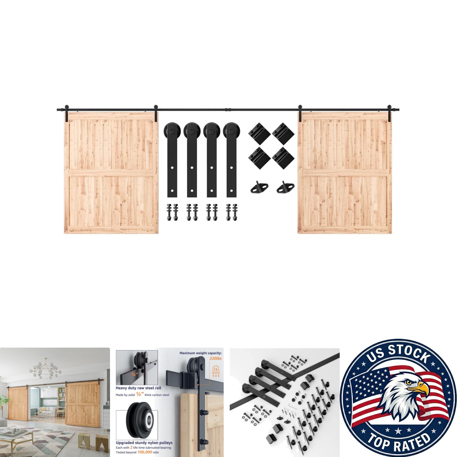 Elegant 20 FT Smooth-Glide Barn Door Hardware Kit - Perfect for 60 Elegant 20 FT Smooth-Glide Barn Door Hardware Kit - Perfect for 60