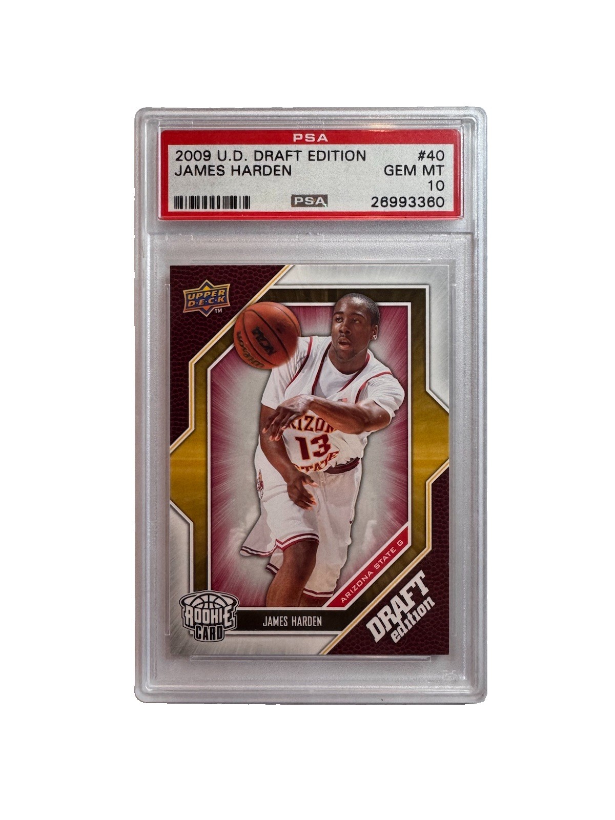 James Harden Rookie Card 2009-10 Upper Deck Draft Edition - #40 (RC) PSA 10 James Harden Rookie Card 2009-10 Upper Deck Draft Edition - #40 (RC) PSA 10