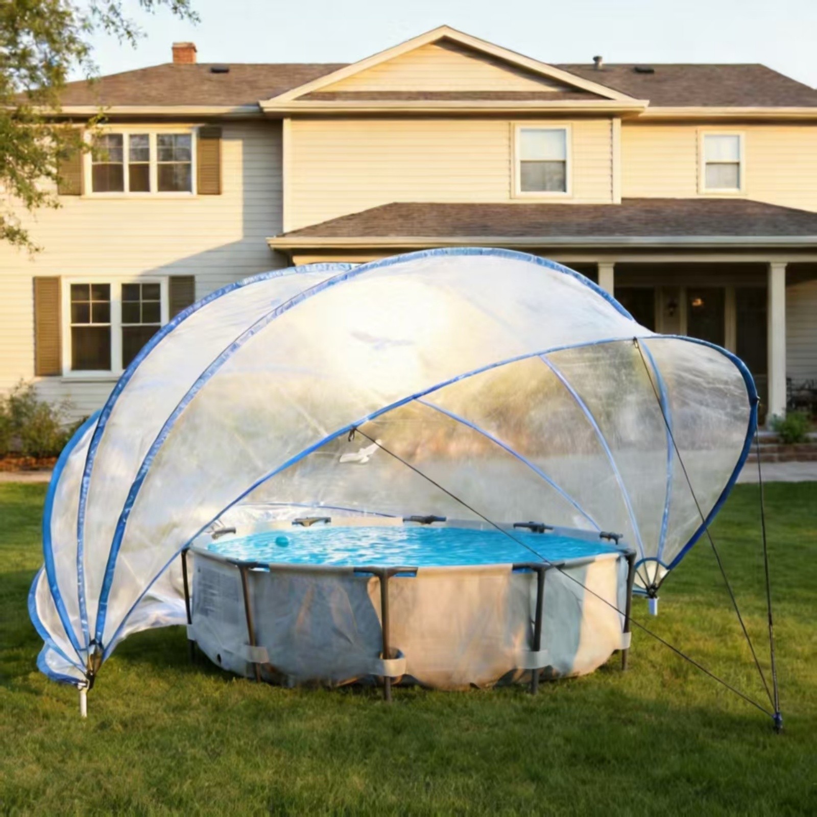 16Ft Retractable Pool Cover PVC Film Fiberglass Rod Pool Fence for Outdo G2U 16Ft Retractable Pool Cover PVC Film Fiberglass Rod Pool Fence for Outdo G2U