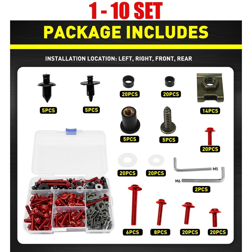 For HONDA CBR600RR Motorcycle Complete Fairing Bolt Body Screw Kit Red 190-1900x