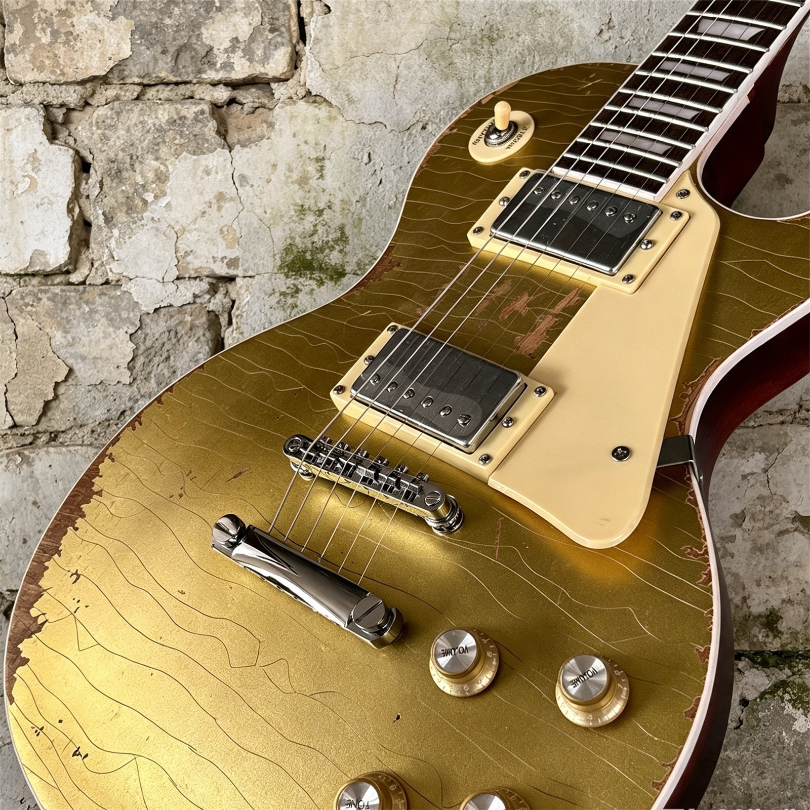 Factory Custom LP Relic Gold Pink Solid Body Electric Guitar Chrome Hardware