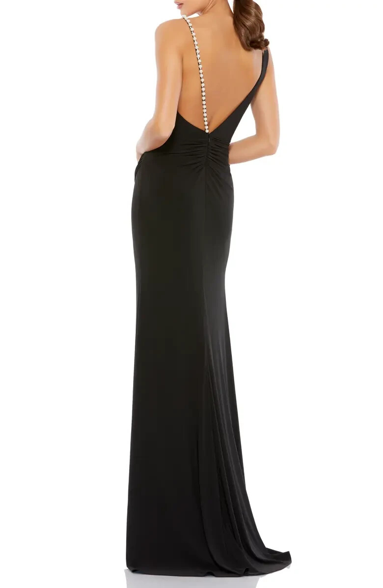 Ieena For Mac Duggal Black Imtiation Pearl High Slit Column Gown Size 8 $338 Ieena For Mac Duggal Black Imtiation Pearl High Slit Column Gown Size 8 $338