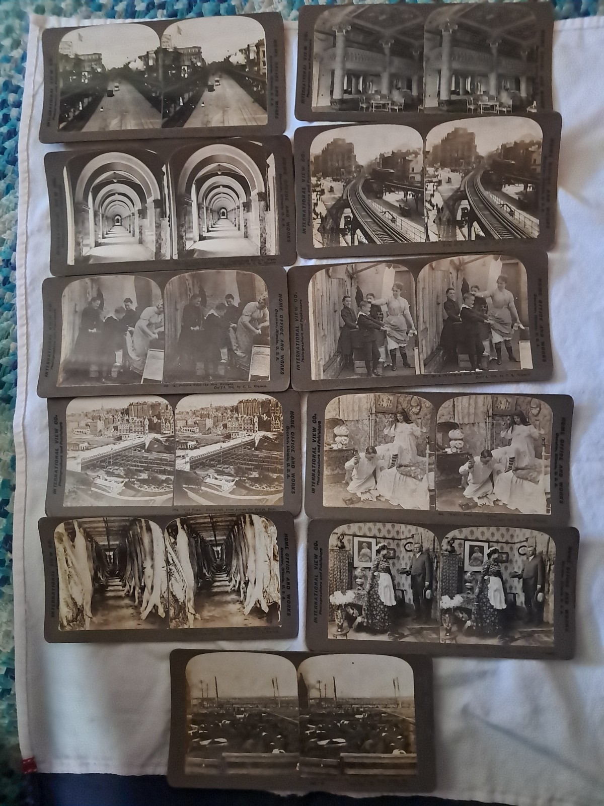 Stereoview International View Decatur Il Lot Of 11 Historical Places Inventions