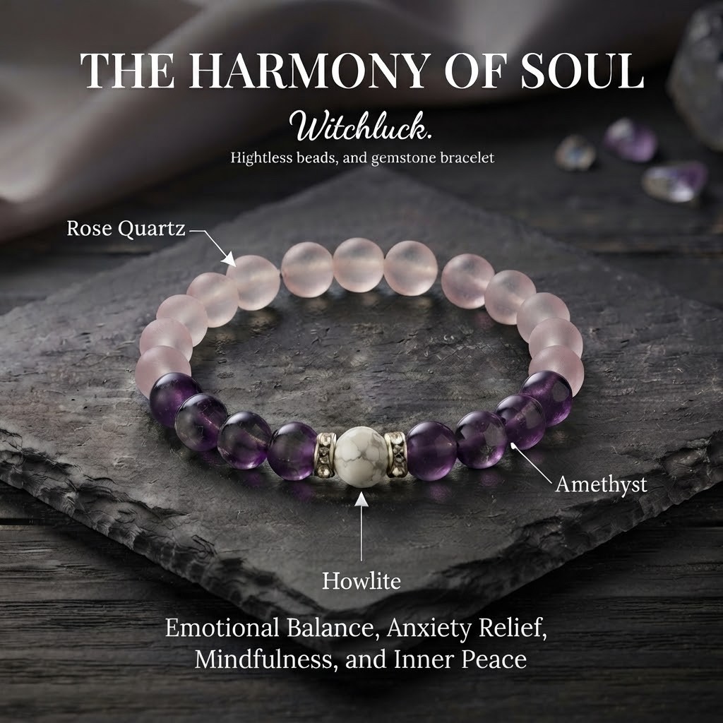 Natural Rose Quartz Amethyst Howlite Bracelet 8mm Healing Crystal Calm