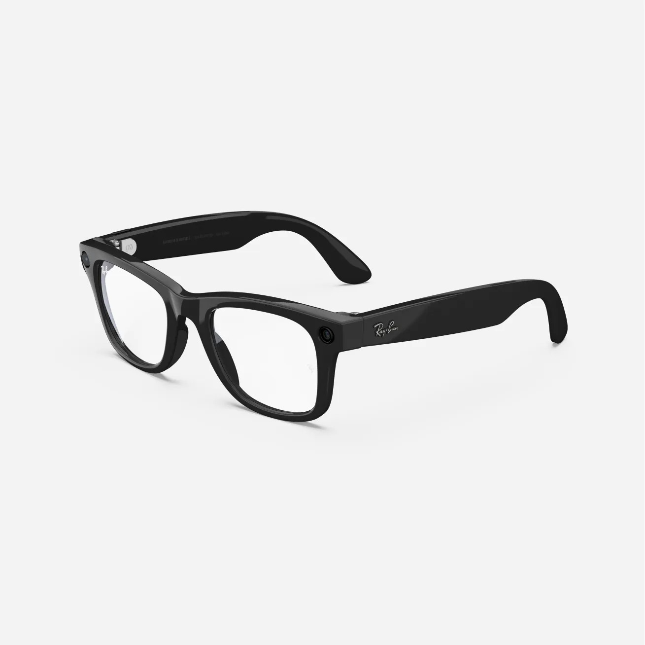 Refurbished Ray-Ban Meta Wayfarer (Gen 1), Shiny Black / Clear, Standard, High