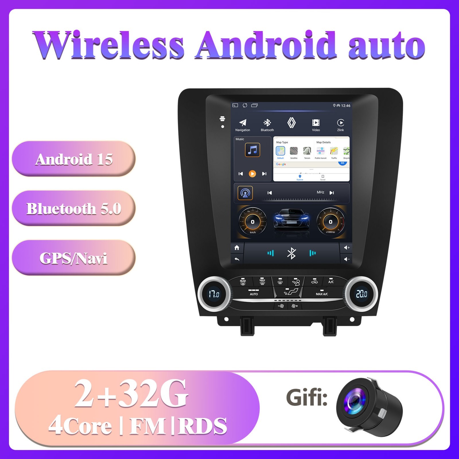 For 2010-2014 Ford Mustang Apple CarPlay Android 13 Car Radio Stereo GPS NAVI FM