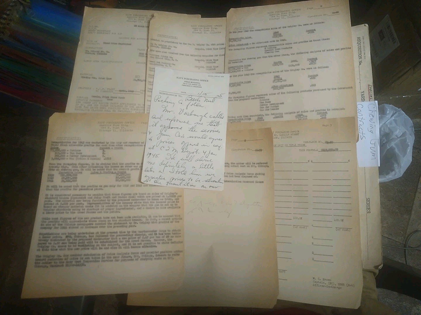 Part 2 WWII 1945 US Navy Wrigley Chewing Gum 6-Page Contract Archive Part 2 WWII 1945 US Navy Wrigley Chewing Gum 6-Page Contract Archive