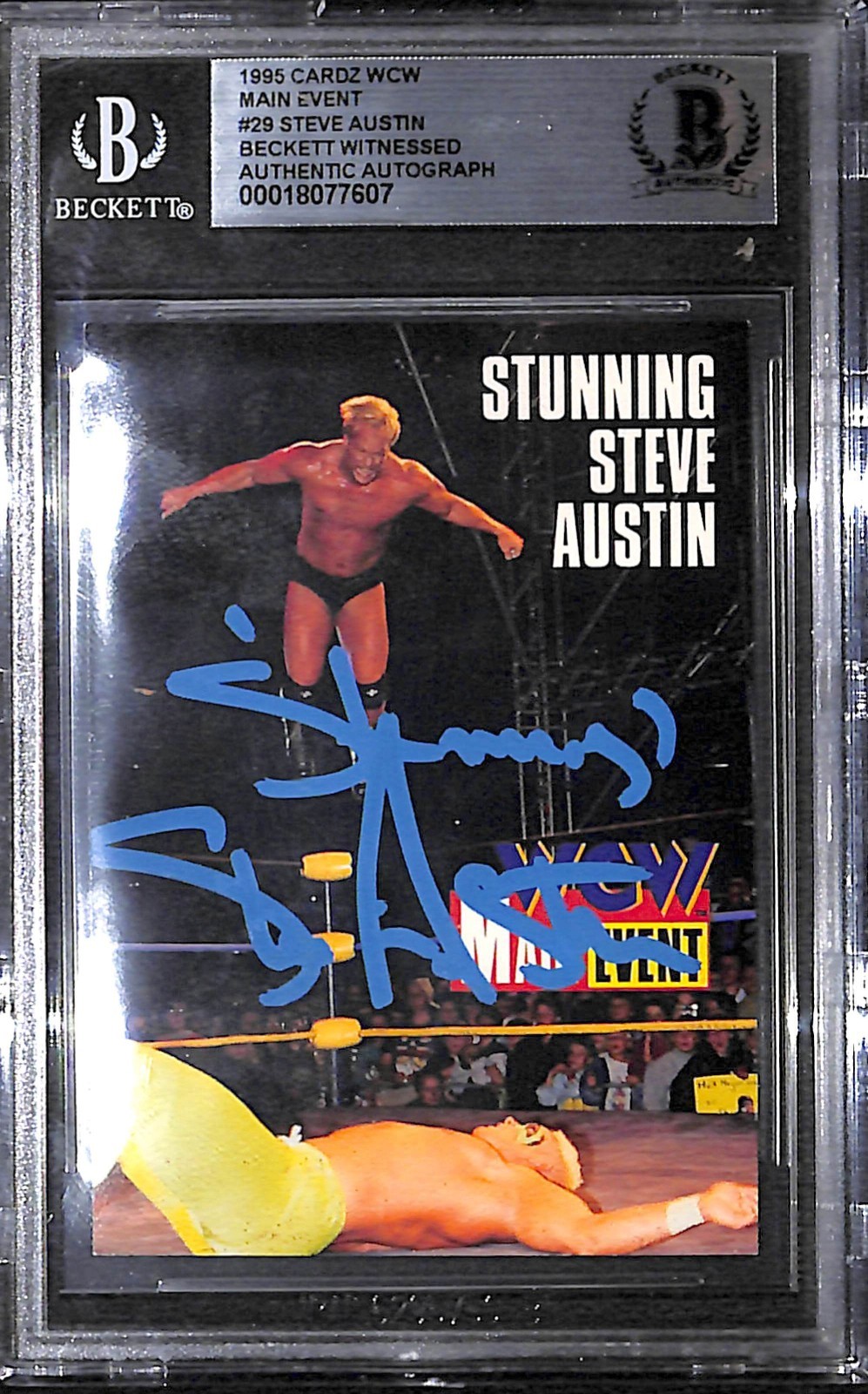 Stone Cold Steve Austin Signed 1995 Cardz WCW Main Event Rookie Card #29 BAS COA
