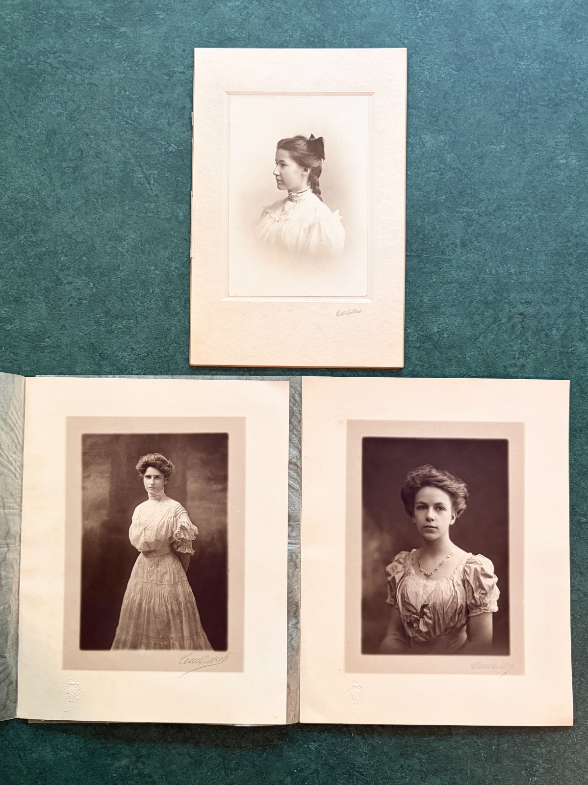 Antique Photograph Lot 3 Gilbert Studio Philadelphia 1900s Portrait Woman Signed