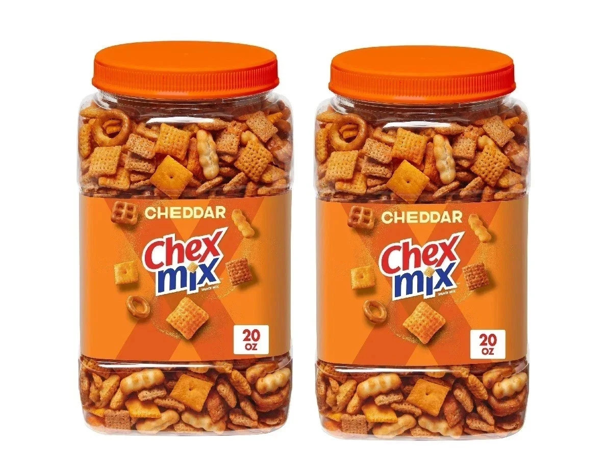 Chex Mix Cheddar Savory Snack Mix Salty Snacks Tub 20 oz Pack of 2 Chex Mix Cheddar Savory Snack Mix Salty Snacks Tub 20 oz Pack of 2