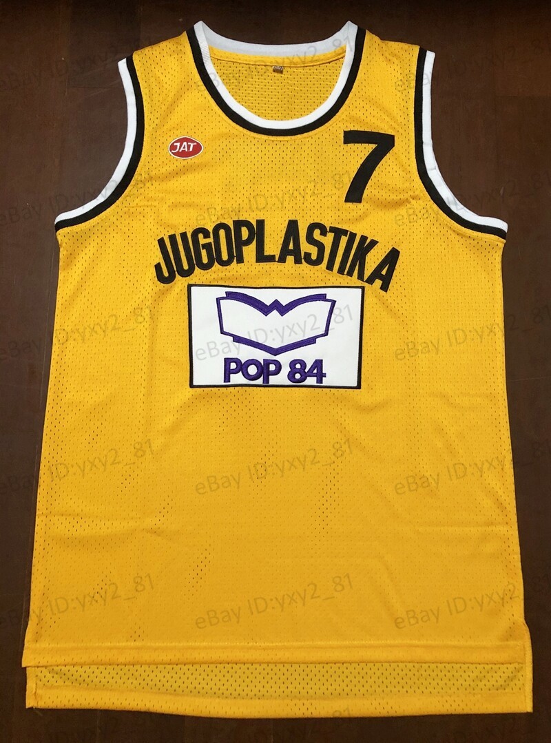 NEW Toni Kukoc #7 Jugoplastika POP 84 Yugoslavia Basketball Jersey Stitched