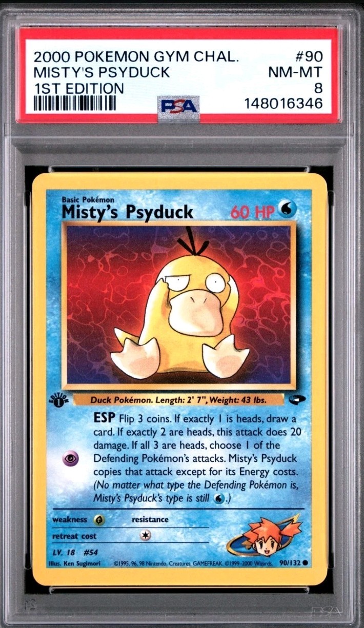 2000 POKEMON GYM CHALLENGE 1ST EDITION #90 MISTY\'S PSYDUCK PSA 8