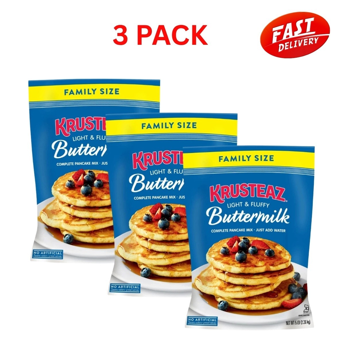 Krusteaz Complete Buttermilk Pancake and Waffle Mix, Light & Flufy, 5 lb, 3 Bags Krusteaz Complete Buttermilk Pancake and Waffle Mix, Light & Flufy, 5 lb, 3 Bags