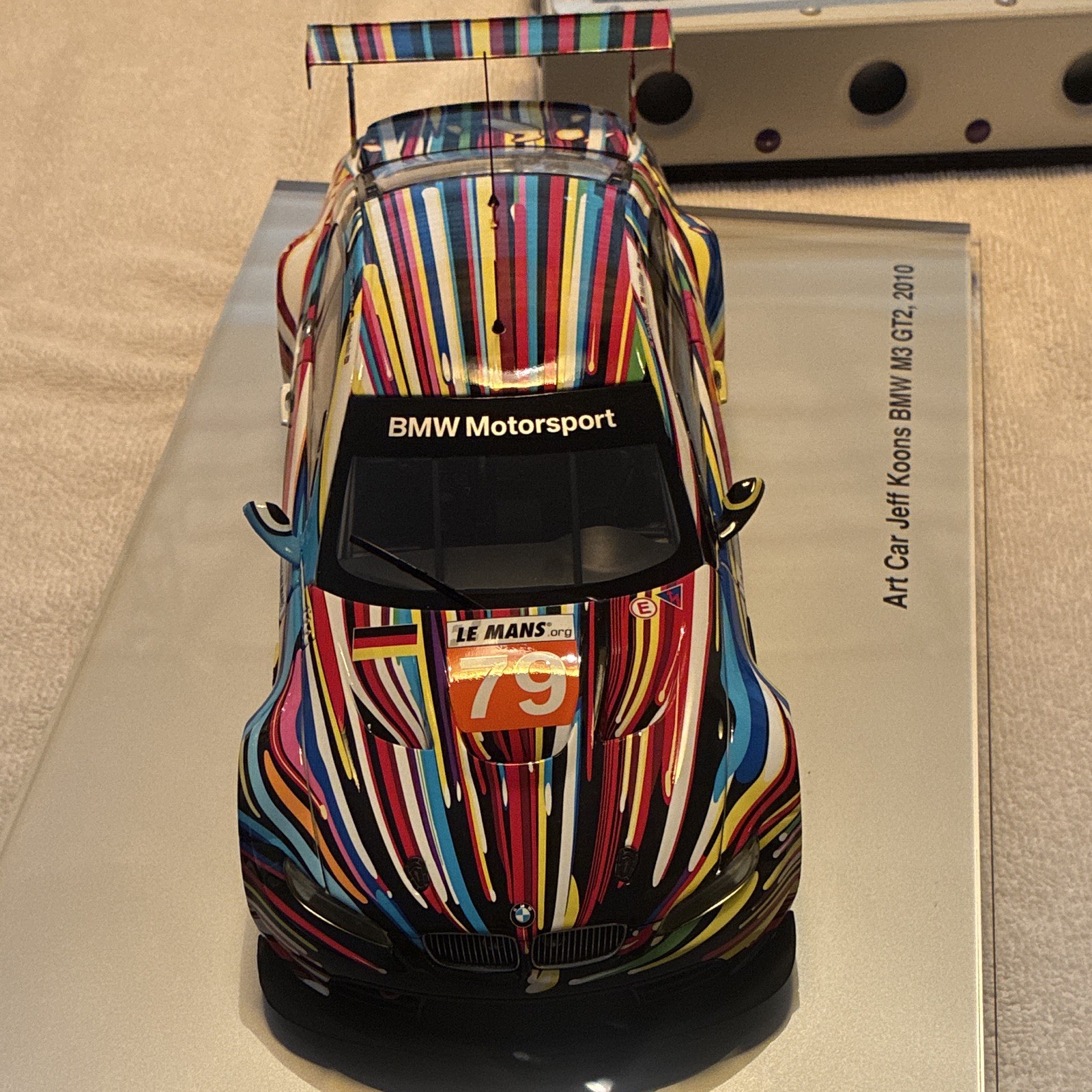 BMW Art Car Jeff Koons M3 GT2 2010 1:18 Diecast Le Mans w/ Stand BMW Art Car Jeff Koons M3 GT2 2010 1:18 Diecast Le Mans w/ Stand