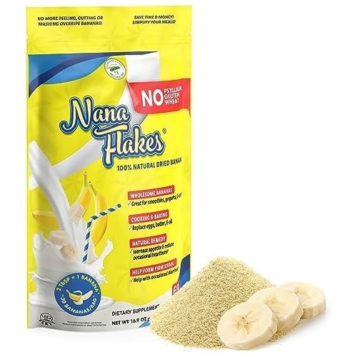 Nana Flakes 100% Natural Dried Banana Flakes Digestive Health 16 oz 69 Servings