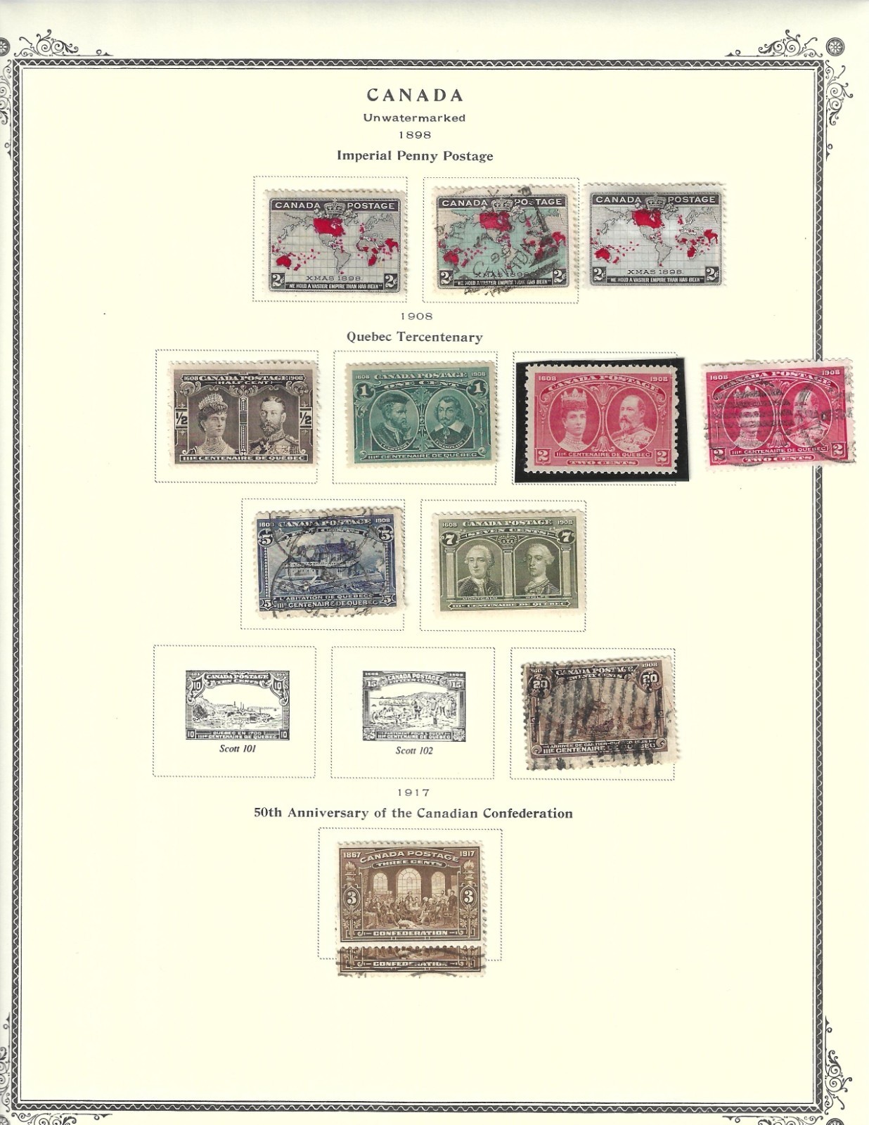 Silk\'s Stamps - Canadian Collection (1898-1917) from GREAT Scott Album Cat $715