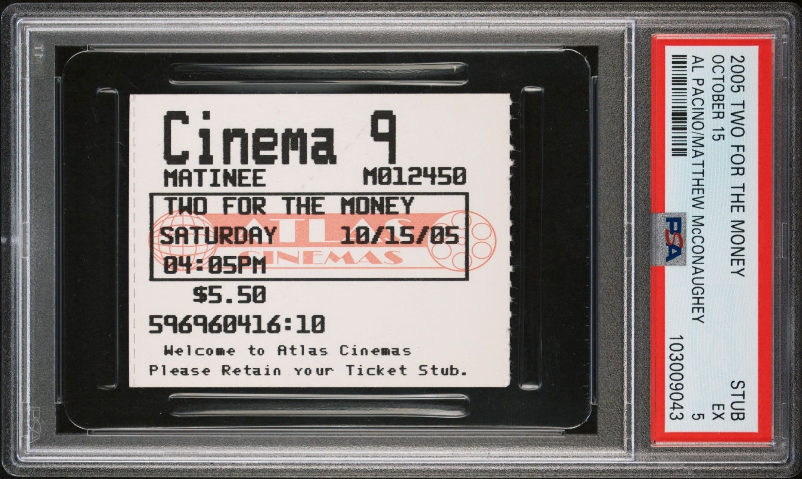 Two for the Money Movie Ticket Stub Al Pacino Matthew McConaughey 10/15/2005 Two for the Money Movie Ticket Stub Al Pacino Matthew McConaughey 10/15/2005