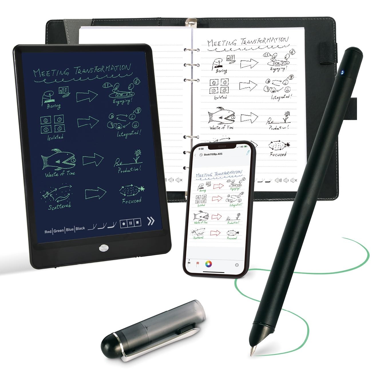 Smart Pen for Note Taking Set Real-Time Paper-to-Digital, Smart Digital Noteb...