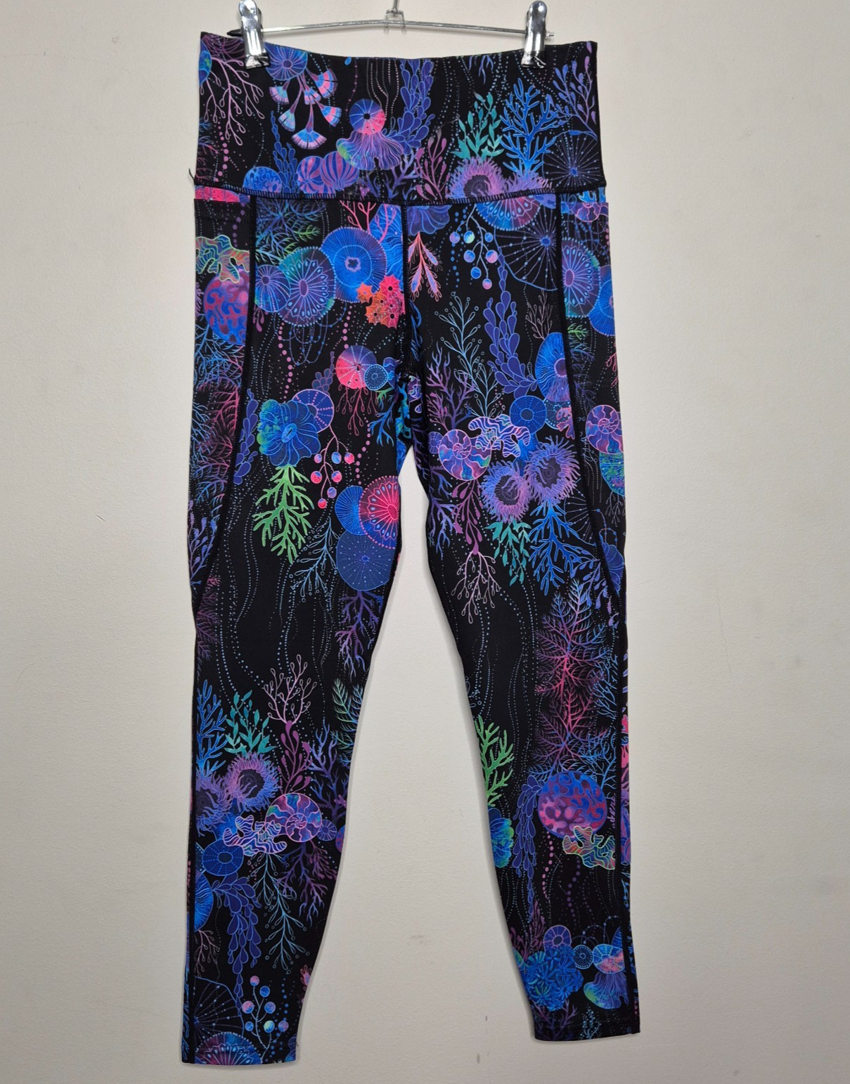 BlackMilk Floral Coral High Waist Pocket Leggings Women\'s Size M/12-14 BNWT