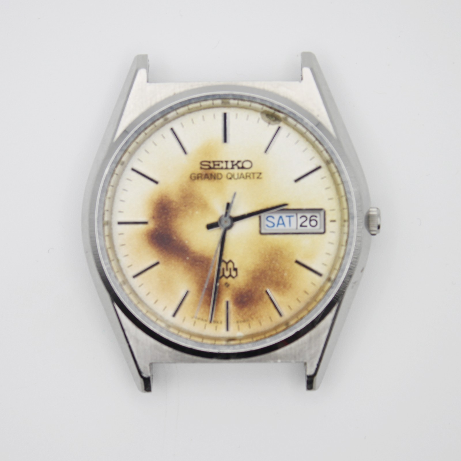W0937 Vintage 1978 SEIKO Grand Quartz 9943-8030 Twin Quartz Heavy Patina Dial