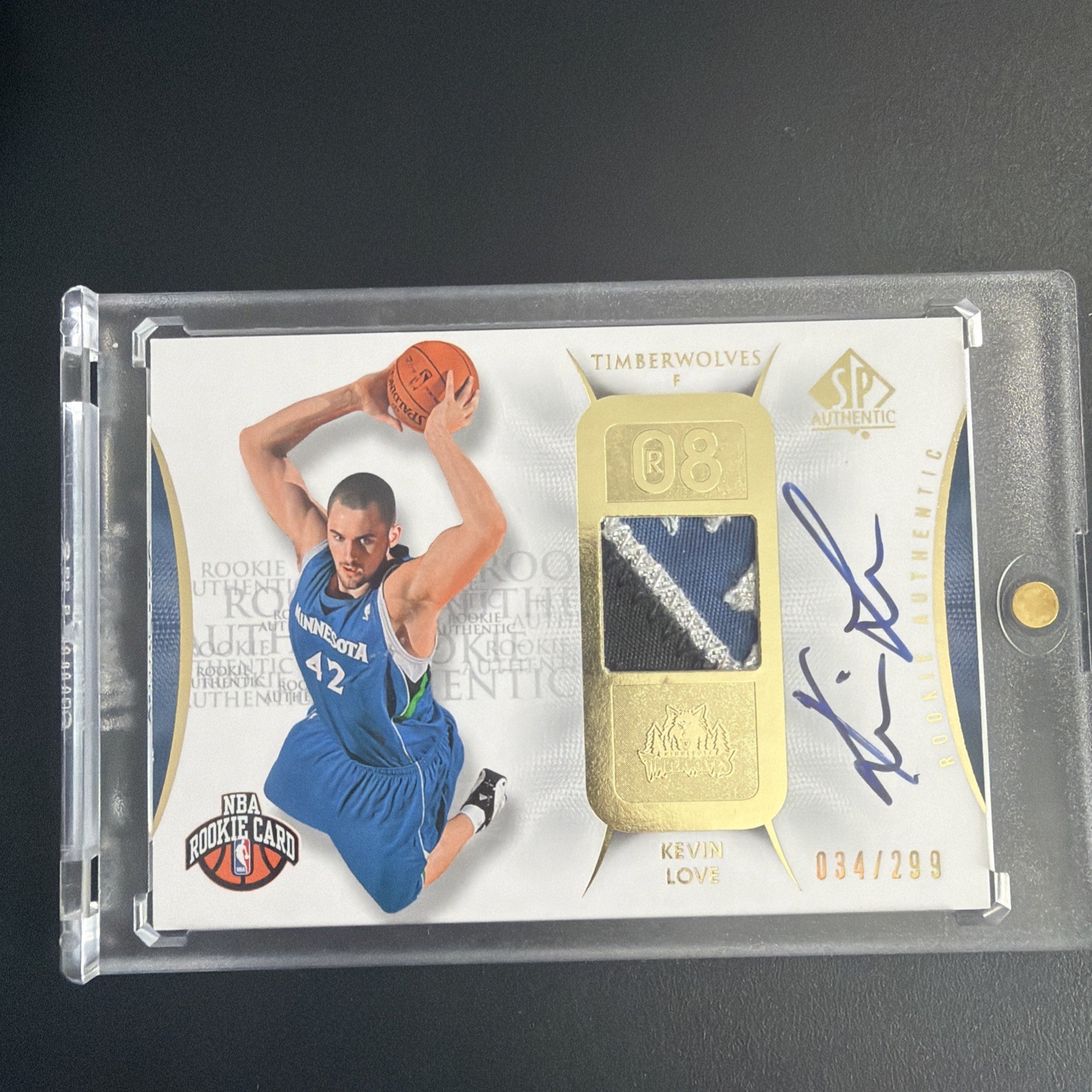 2008-09 SP Authentic Kevin Love Patch Rookie RC Auto #/299 Timberwolves